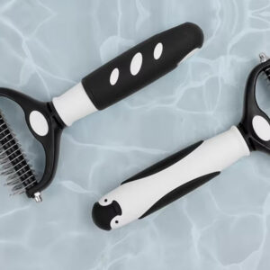 Professional Pet grooming deshed and demat comb with double sided knife for safely cutting through knots, matted coat